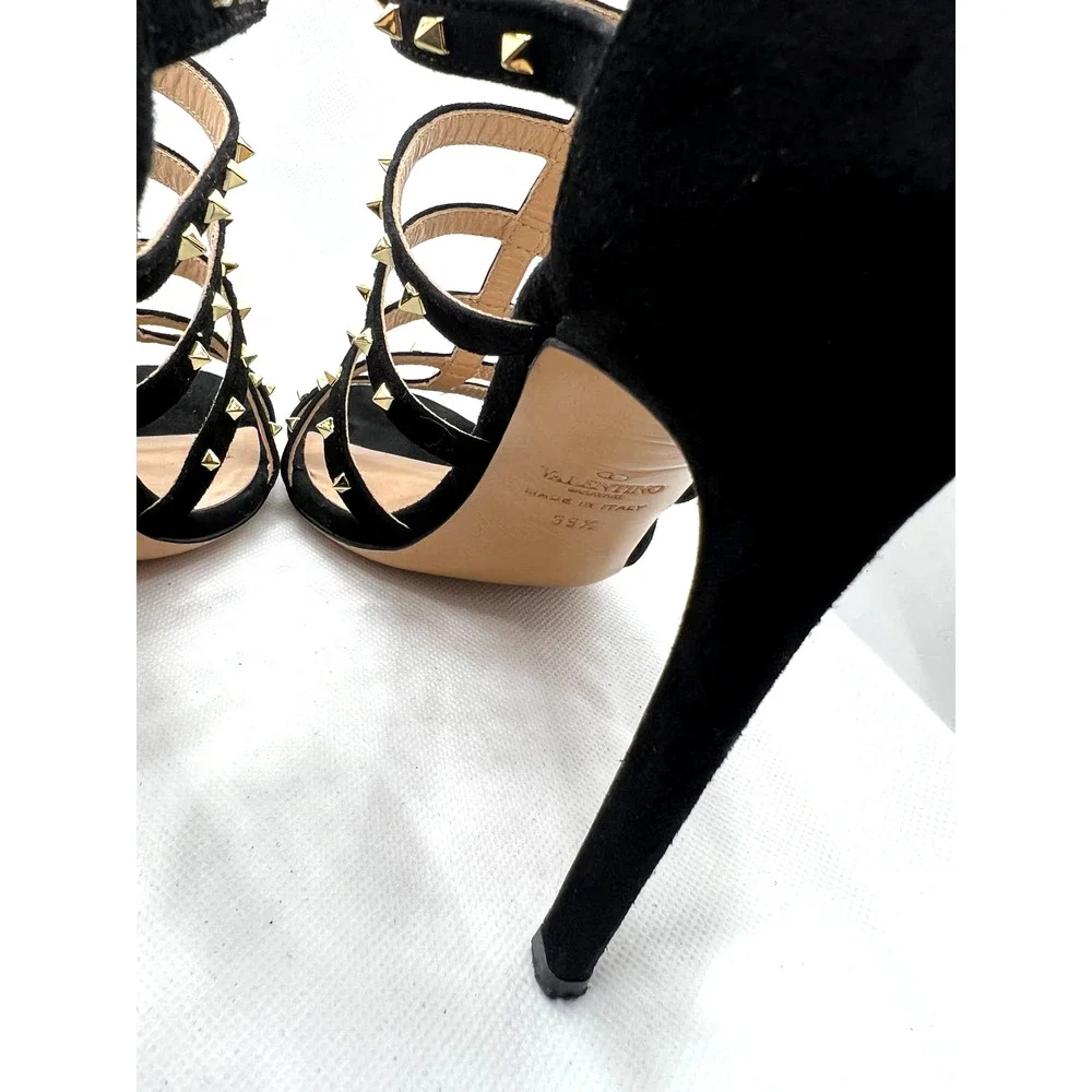 Valentino‎ Leather Rockstud Accents Cage Gladiator Heels